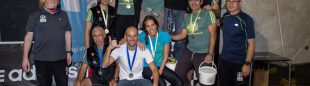 Foto de familia en el pódium del Campeonato de España de Paraescalada 2014 (Barcelona)  (I. Tarrazona / Top30)