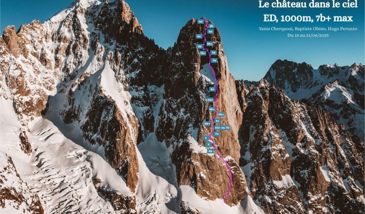 Topo de 'Le château dans le ciel' al Petit Dru (Foto: Mathis Dumas).